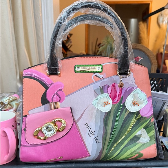 Nicole Lee Handbags - Nicole Lee Pink and Orange Satchel
